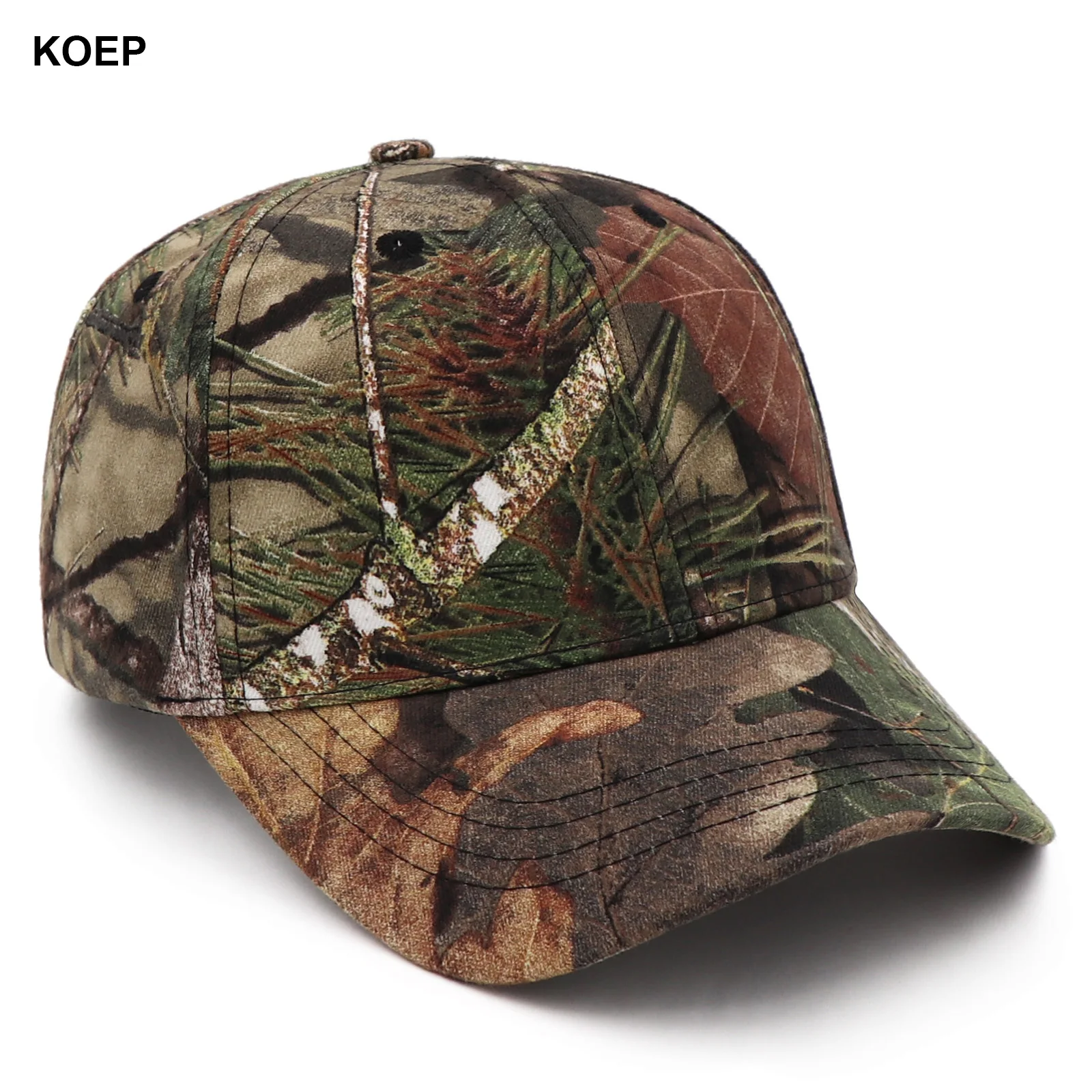 KOEP 새로운 야외 낚시 모자 정글 트리 위장 야구 모자 사냥 모자 코튼 아빠 스냅 백 생체 모방 카모 모자 KBMO5