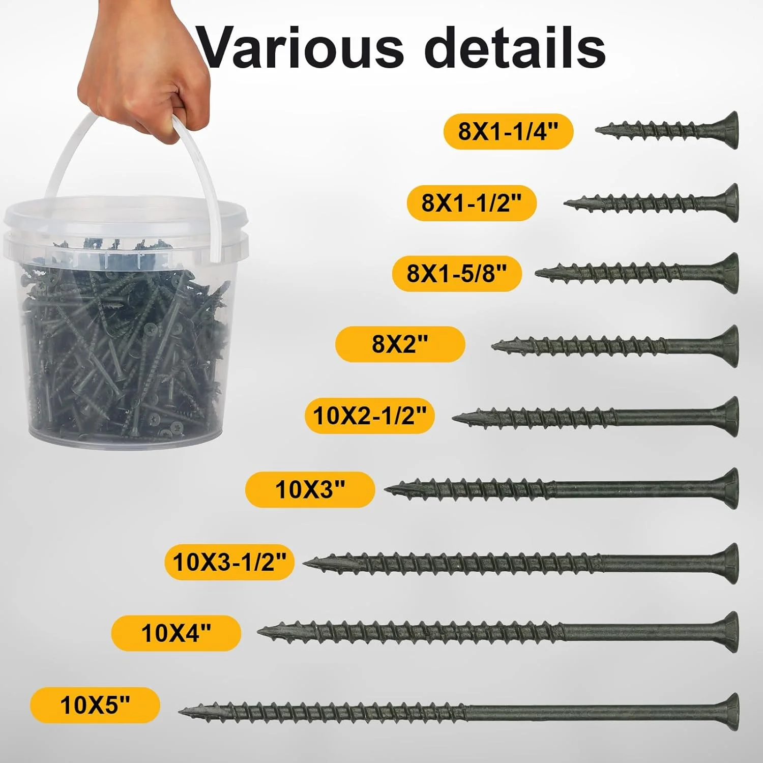 VKKM #9 x 3’' Dark Wood Screws - 200-Piece Pack for Robust Wood and Fence Fastening