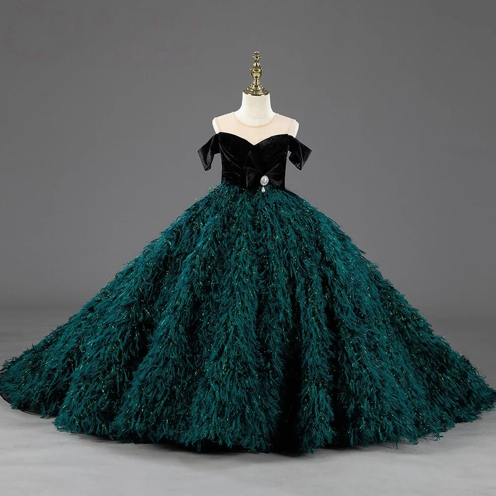 

Платье для девочки на заказ: свадебное, на день рождения, бархатное, с открытыми плечами, с перьями, бальное, принцесса, для конкурсов красоты