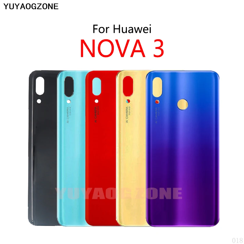 Battery Back Cover For Huawei Nova 3 PAR-AL00 LX1 Glass Panel Housing Battery Cover Rear Case