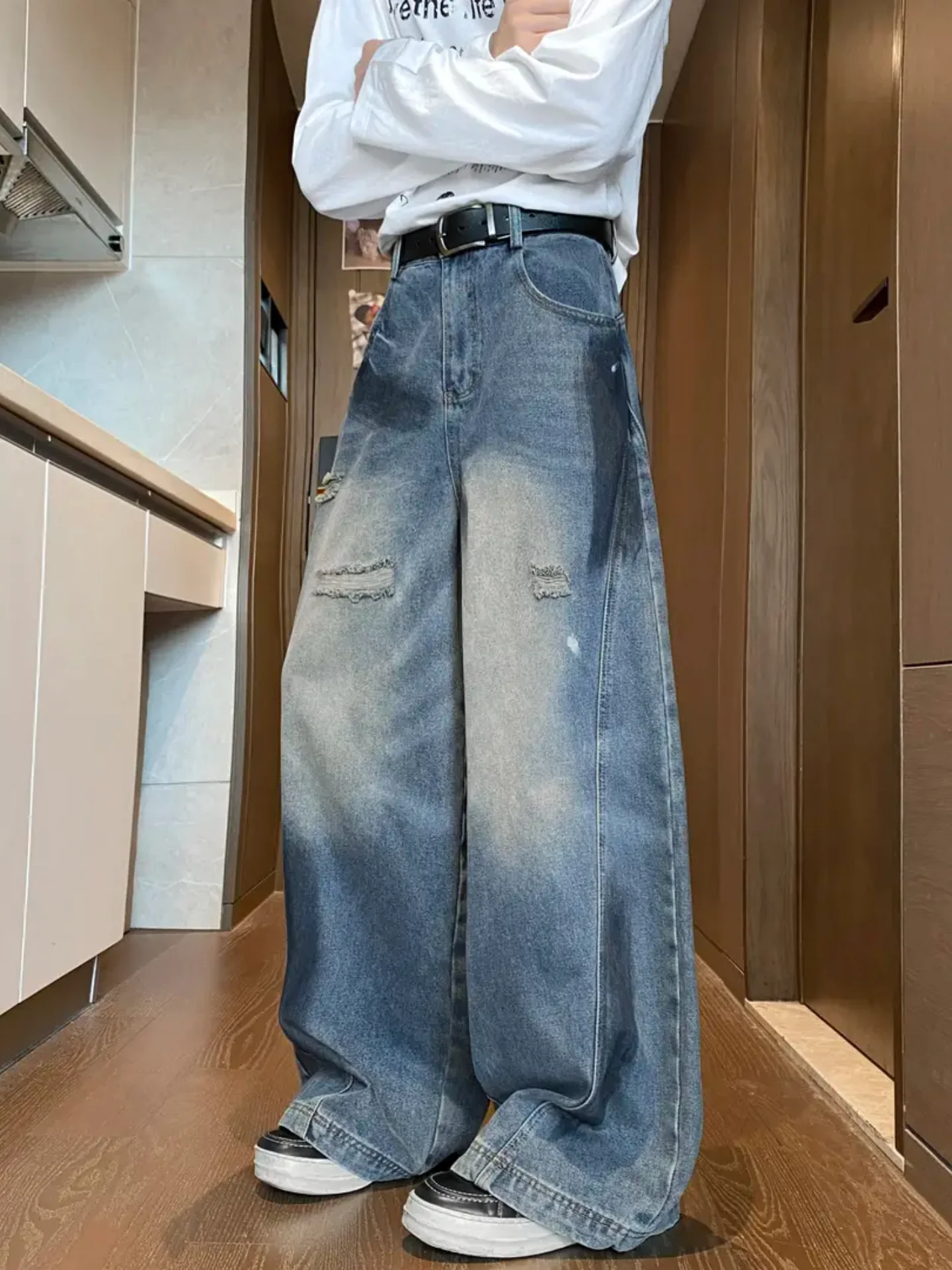 

Cleanfit American High Street Loose Straight Leg Jeans Men Women Casual Pants Spring Summer Versatile Wear Waed Denim