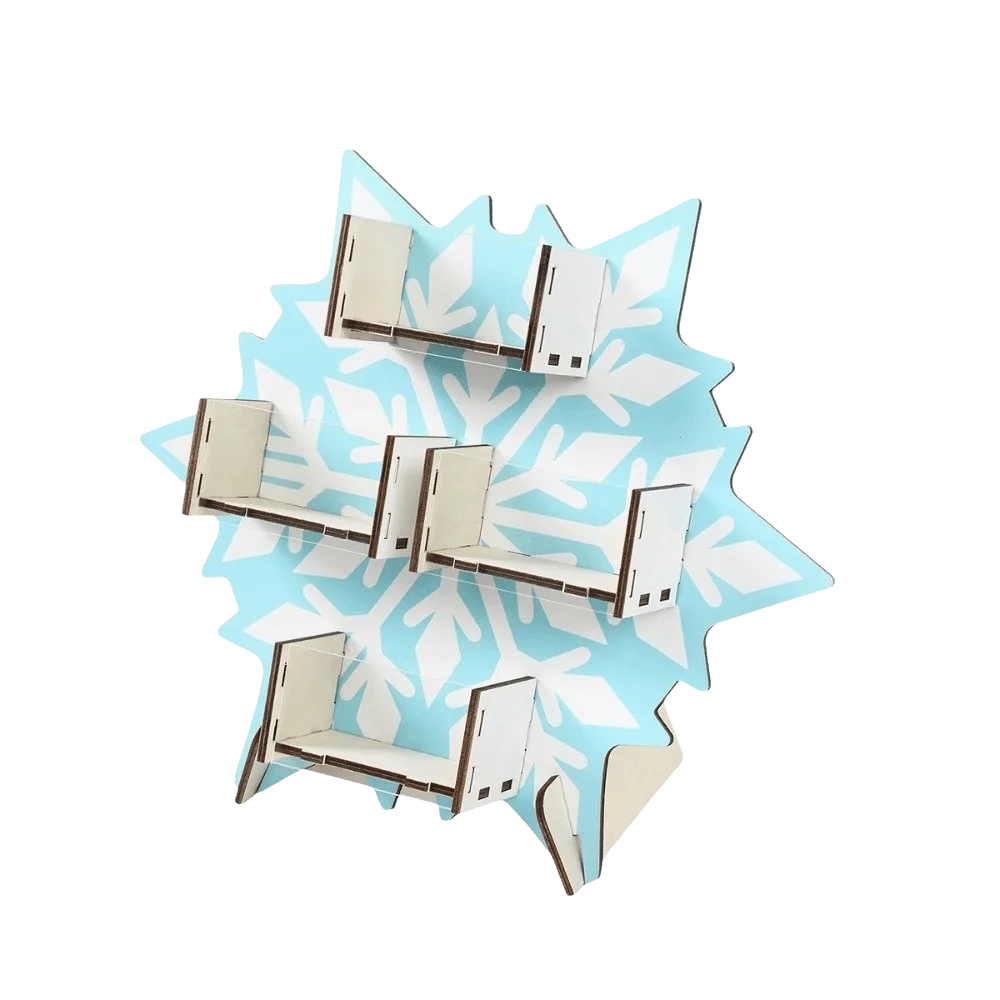 Atmosphere Xmas Tree Christmas Candy Display Rack Santa Claus Wooden Storage Rack Snowflake Decoration Desktop Ornament Table