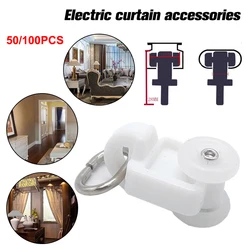 50/100pcs Curtain Track Sliding Runners Carrier Rollers For Straight Curtain Wheel Rail Track Accessories