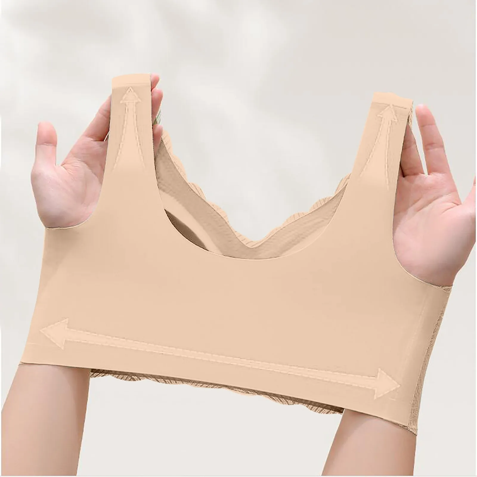 Women Gathered Seamless Bra Wide Shoulder Straps Beauty Back Ladies Sport Underwear Female Elastic Thin Breathable Brassiere Top