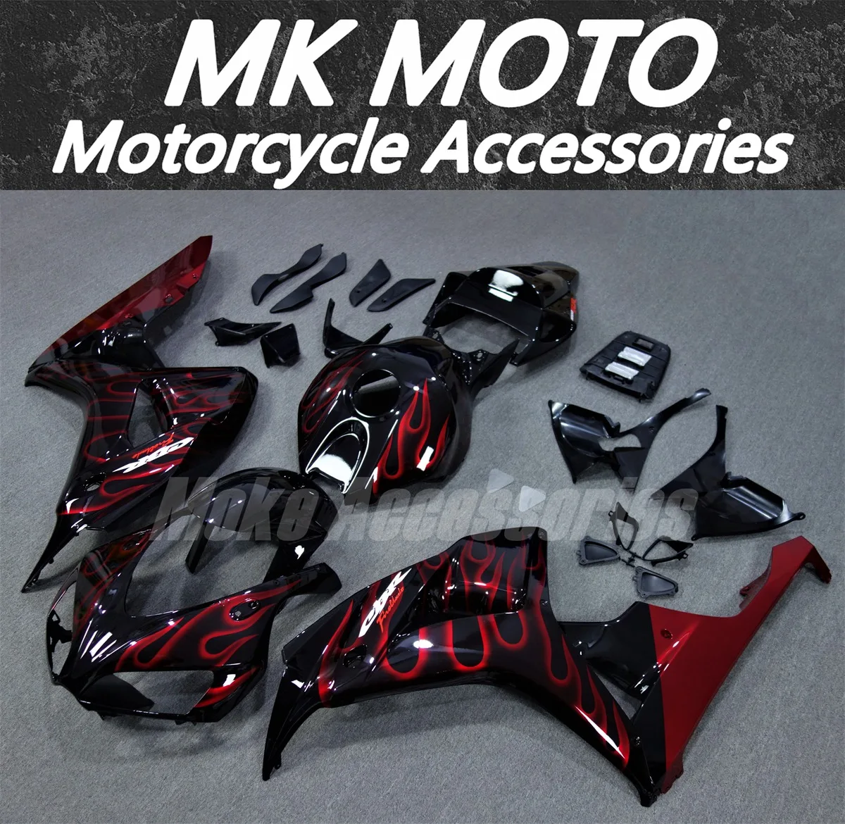 

Motorcycle Fairings Kit Fit For Cbr1000rr 2006-2007 Bodywork Set 06-07 High Quality ABS Injection New Black Red Flame