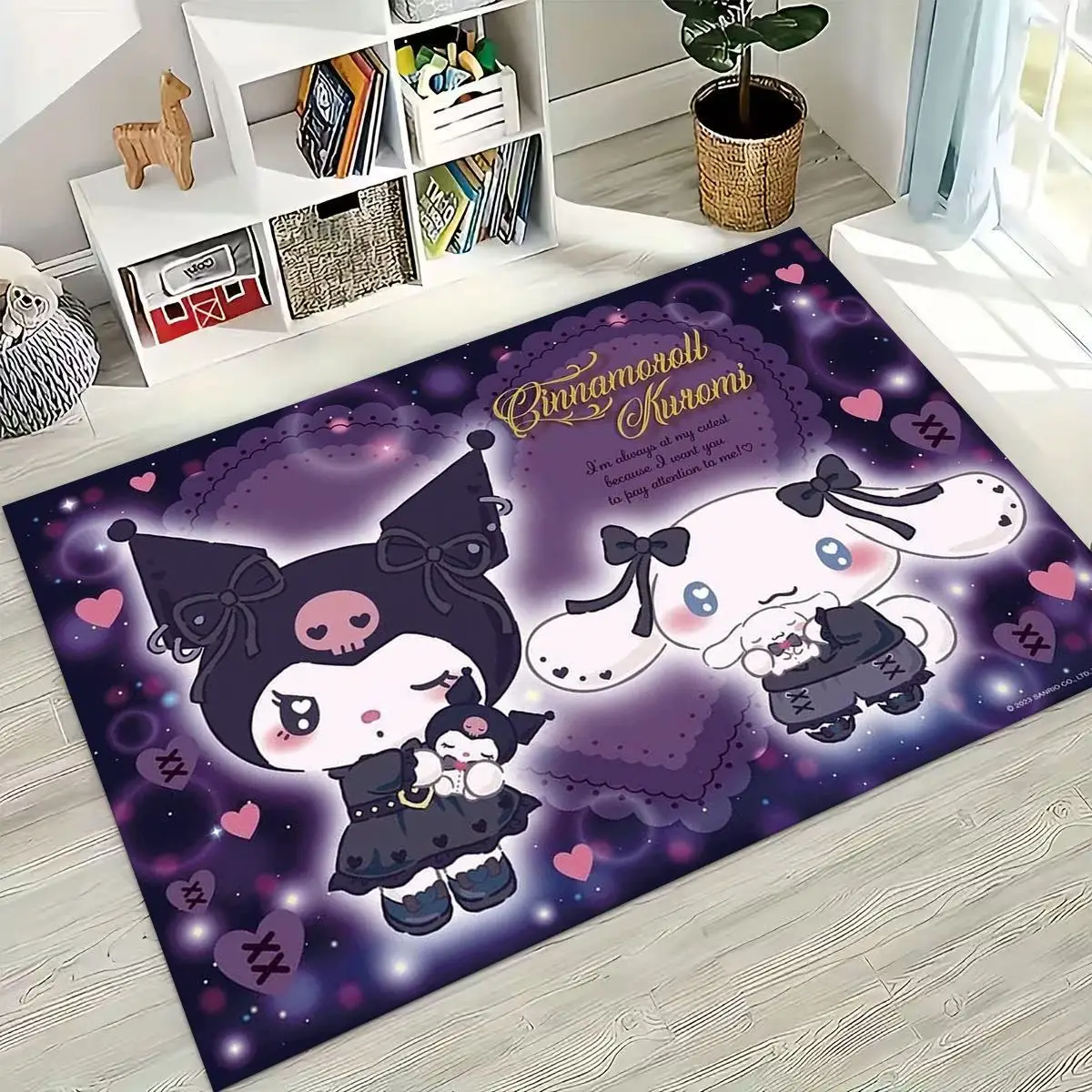 

3D Cute Kuromi Sanrio Cartoon Rug for Bedroom Living Room Sofa Home Doormat Decor, Large Kids play Non-slip Floor Mat Gift