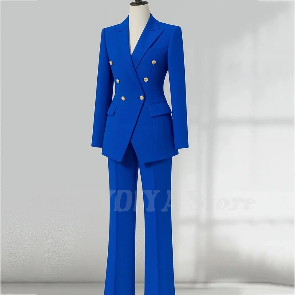 

Elegant Double Breasted Women Suit Professional Slim Fitted Peaked Lapel Female Outfit Business Office Lady Set Two Pieces