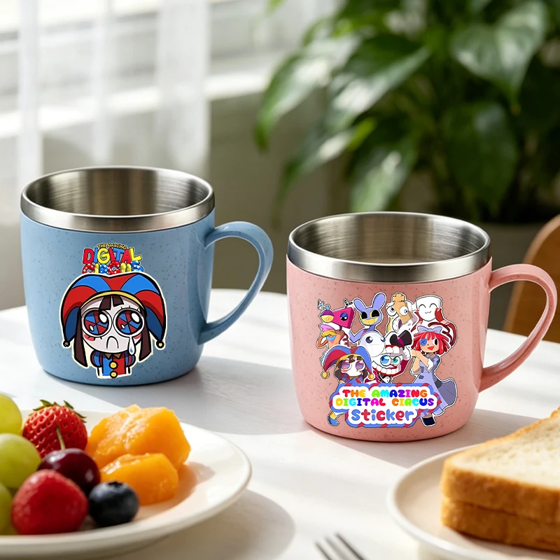 Vaso de Agua con Diseño de Circo Digital, para Niños, Anime, para Enjuague Bucal, de Acero Inoxidable, para Desayuno, Leche, Regalo para Niñas y Niños, Nuevo