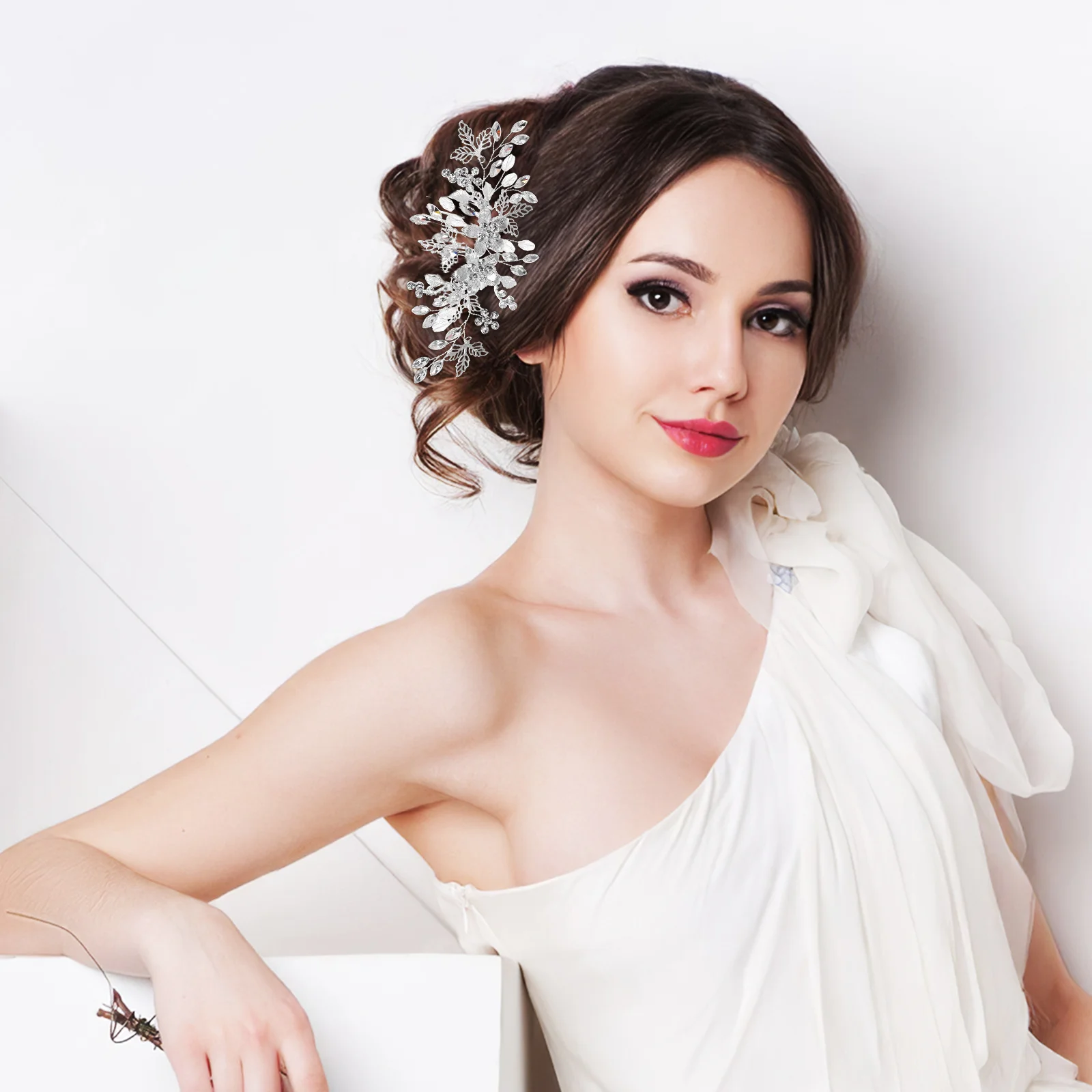 

Rhinestone Side Comb Hair Accessories Wedding Crystal Silver Styling Hair Clip For Women Bride Headpieces Flower Side Comb