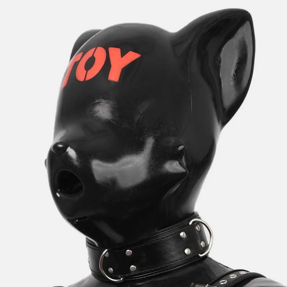 Furrjoi Silicone Ico Drone Mask Furry Fetish Fursuit Pet Play Hood with Lollipop for Cosplay Costume Halloween Patty
