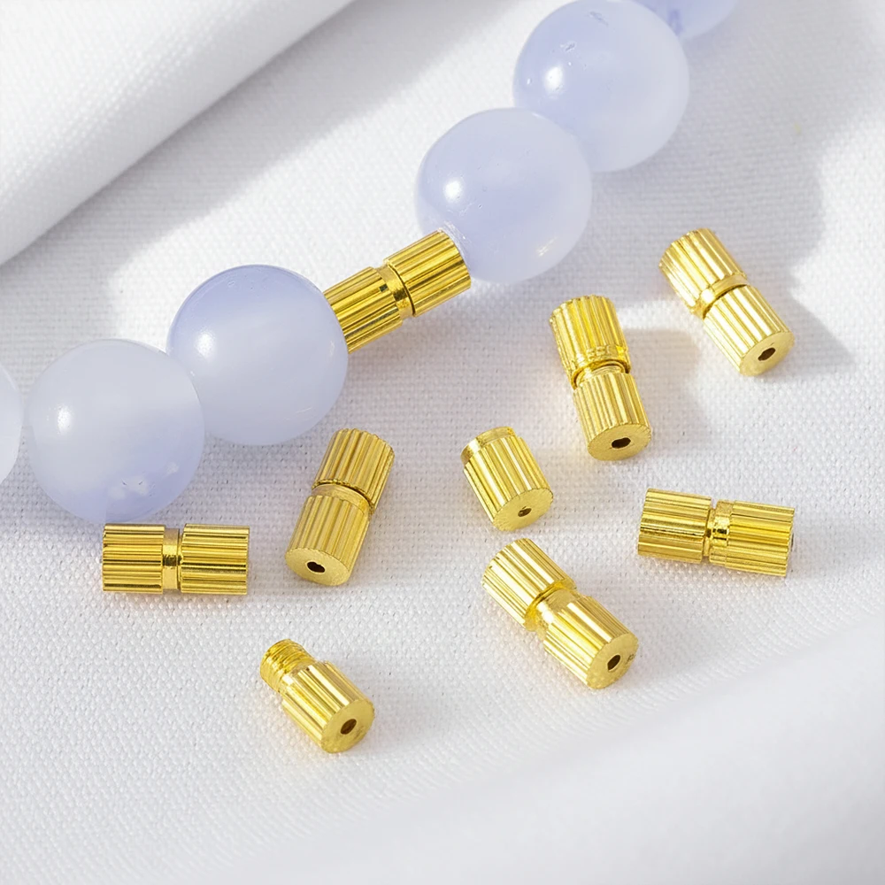 50pcs/lot Brass Screw Clasps Barrel Cord End Caps Connector Fastener for DIY Bracelet Necklace Jewelry Making Supplies Materials