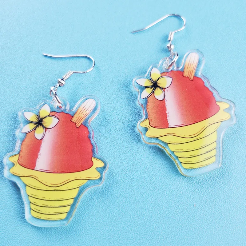 Novel Cute Ice Cream Acrylic Earrings Creative Stay Weird Jewelry Personalized Charm Suitable for Women's Birthday Gifts