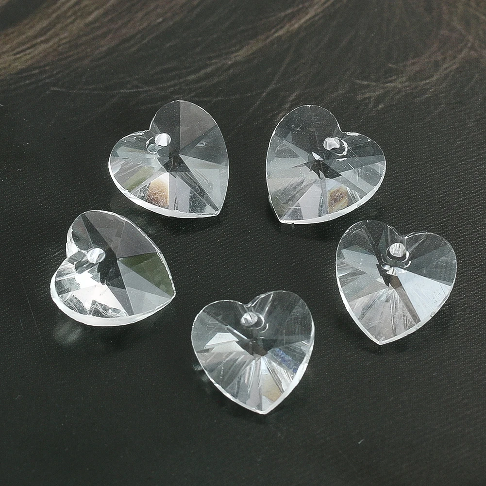 

10PC 15MM Laser Faceted Prism Clear Love Heart Glass Crystal Chandelier Garland Curtain Jewelry Spacer Beads Shiny Sun Catcher