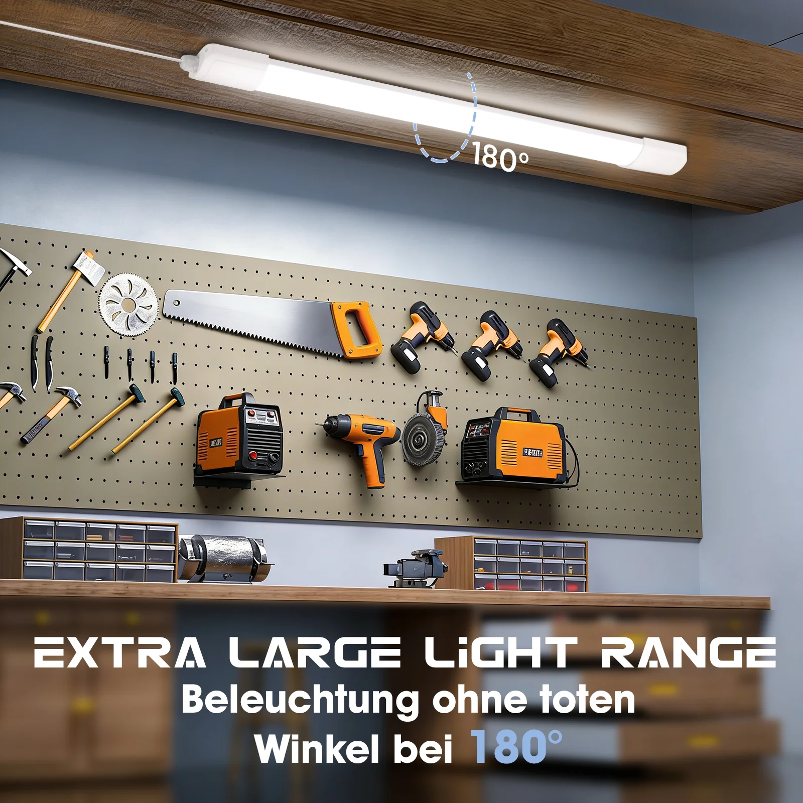 3PCS LED Wet Room Lights, Linkable 60/120 cm, 20/36W Ceiling Tube Lights, IP65 Waterproof, Cellar, Garage & Workshop Lighting