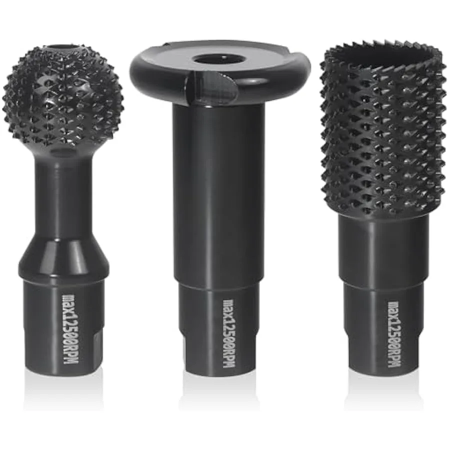 3 PCS Upgraded Wood Grinder Ball Gouge with 5 8-11 Thread for 4 1 2 and 5 Inch Angle Grinder Attachments Power Carving Tools wi