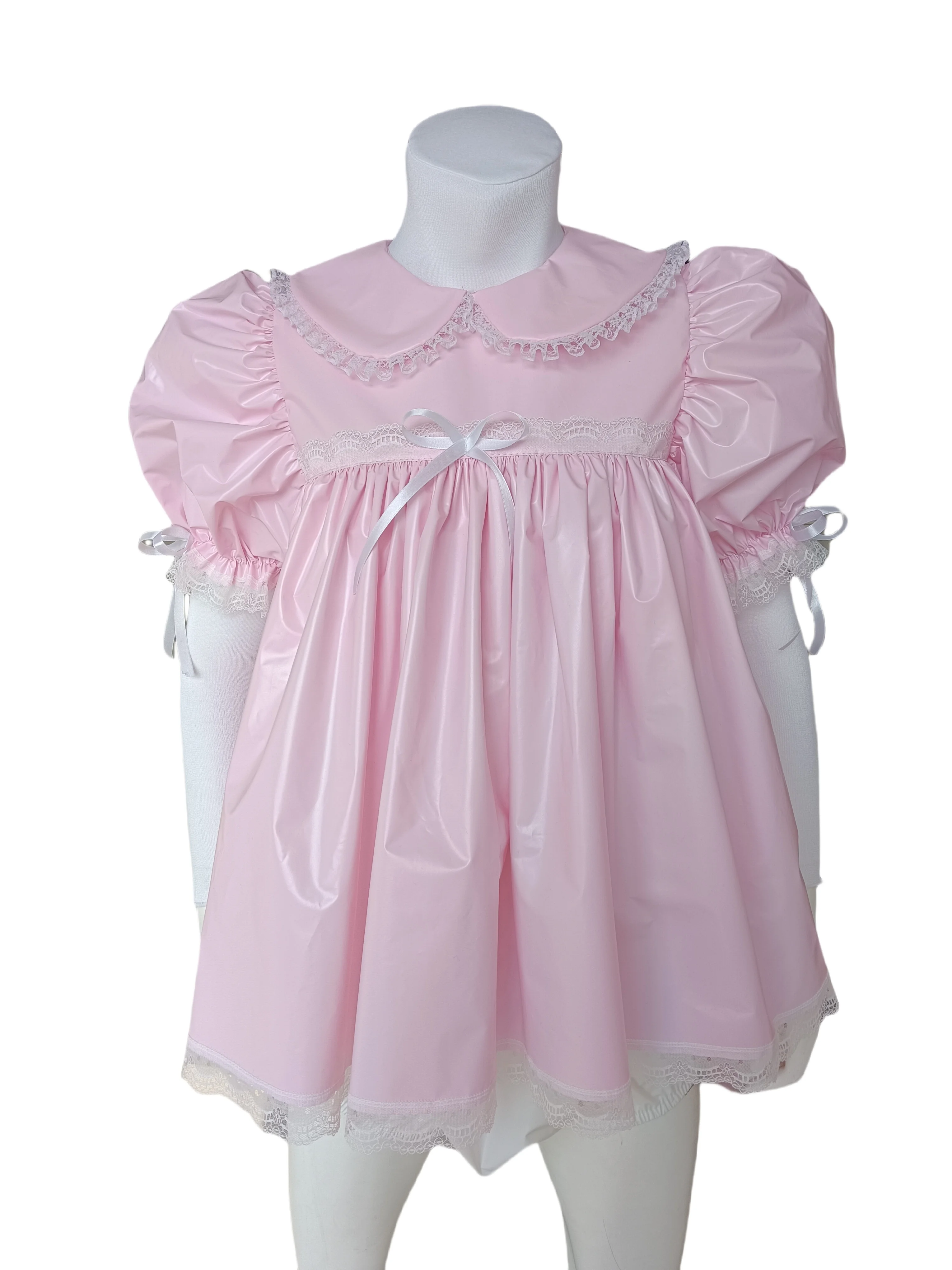Hai'an pink PVC adult baby sissy style dress with matching hat and lantern pants setDZPPXSY02-15