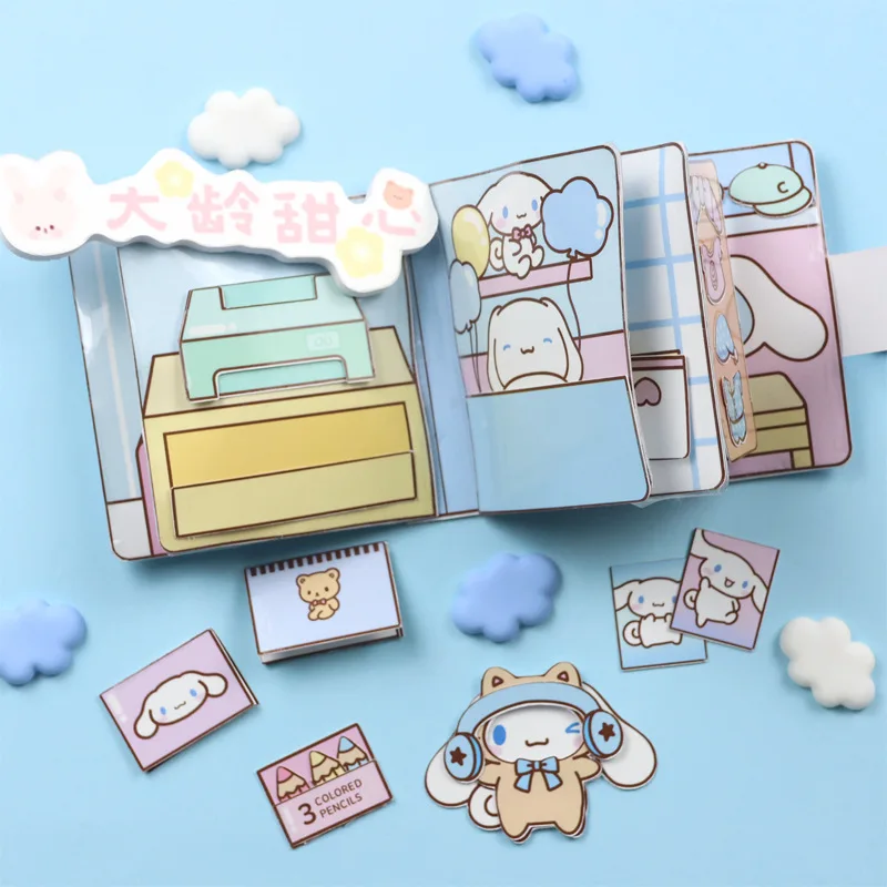 Sanrio Pachacco Cinnamoroll domowej roboty Diy cicha książka zabawka do wyrabiania materiału podręcznik antystresowy zabawka dla dzieci prezent