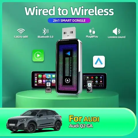 Carplay 무선 어댑터 안드로이드 자동 2in 1 스마트 동글 2025 5G WIFI For iphone Android Phone For Audi Q2 GA