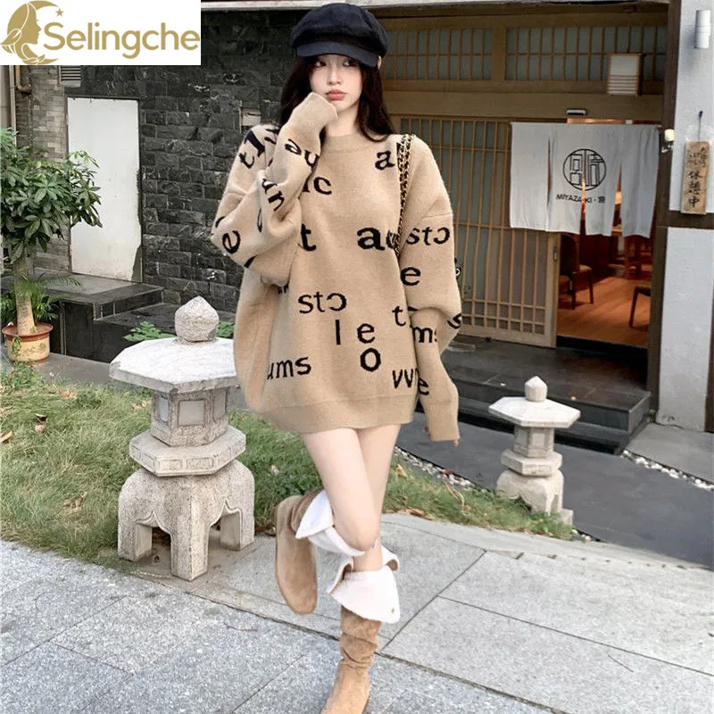 

Fashionable Women's Loose Round Neck Knitted Sweater Autumn and Winter Elegant Women's Anti-aging Sweater