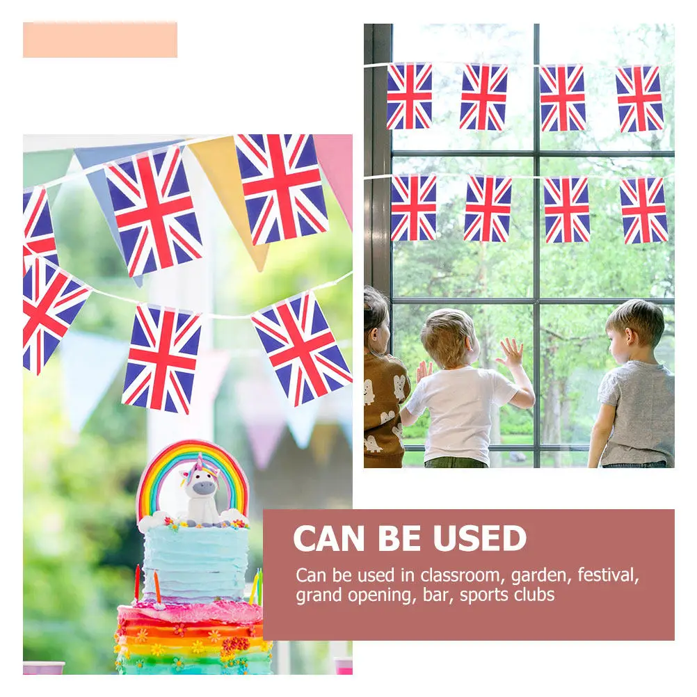 Union Jack Flag Bunting UK String Flags Polyester Outdoor Indoor Decor for Garden Party Festival Classroom