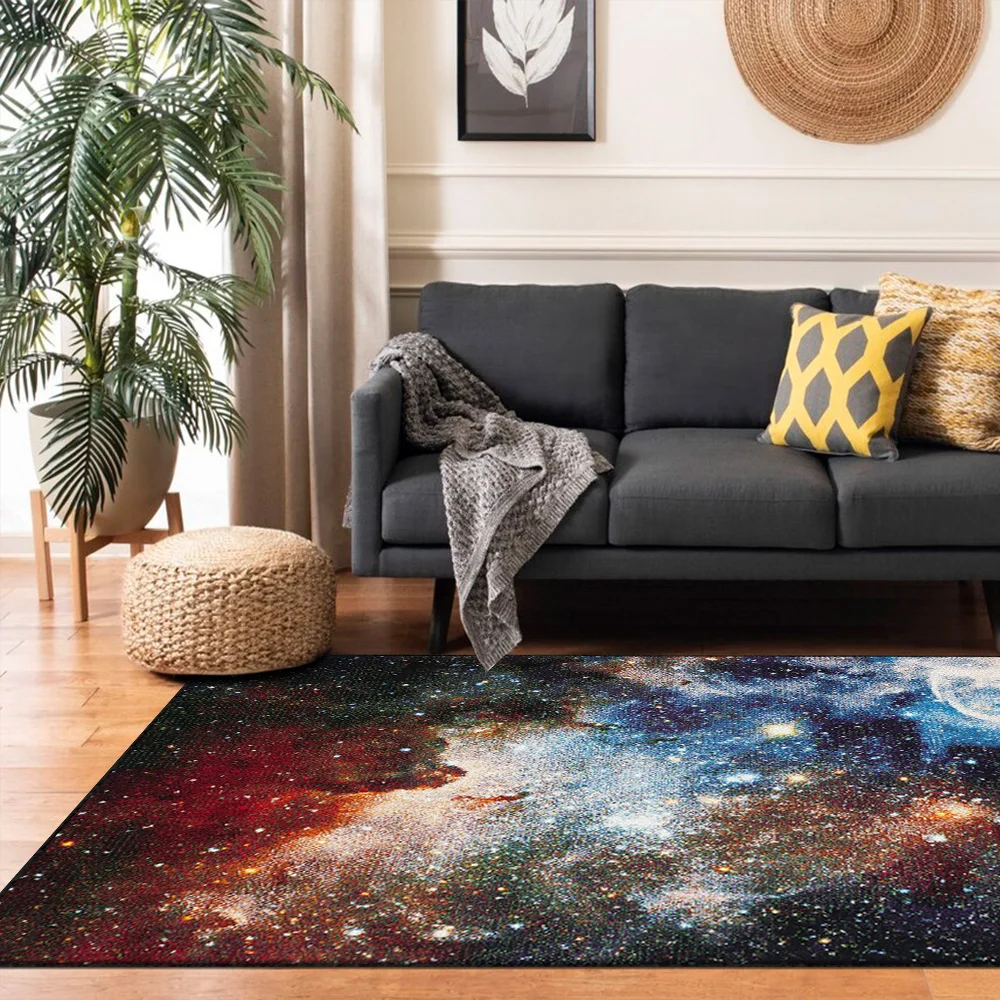 XIZI Starry Sky Universe Living Room Large Area Rug,Bedroom Carpet Kitchen Bathroom Anti-slip Floor Mat,For Home Decoration