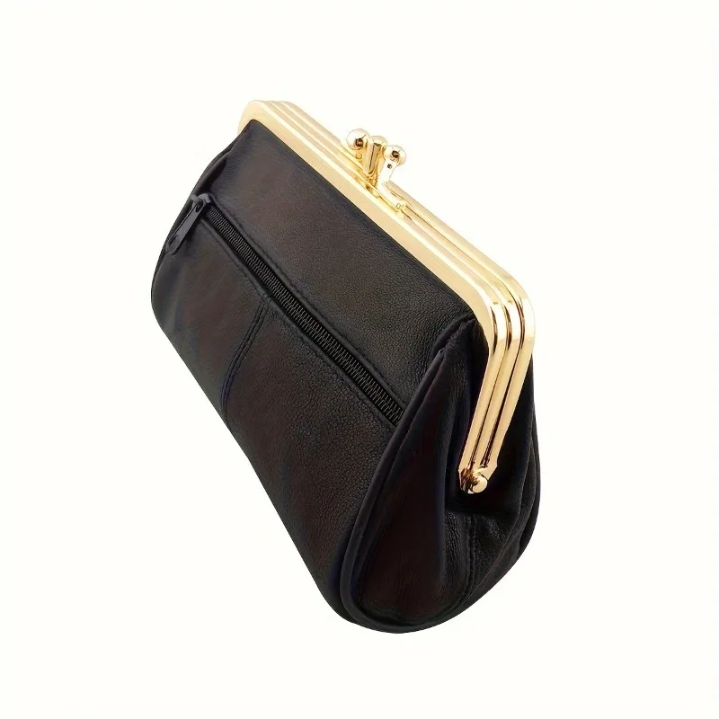 1pcs Vintage Sheepskin Metal Wallet  - Large Capacity Lightweight Travel Organizer Multi-Functional Card Holder Coin Purse