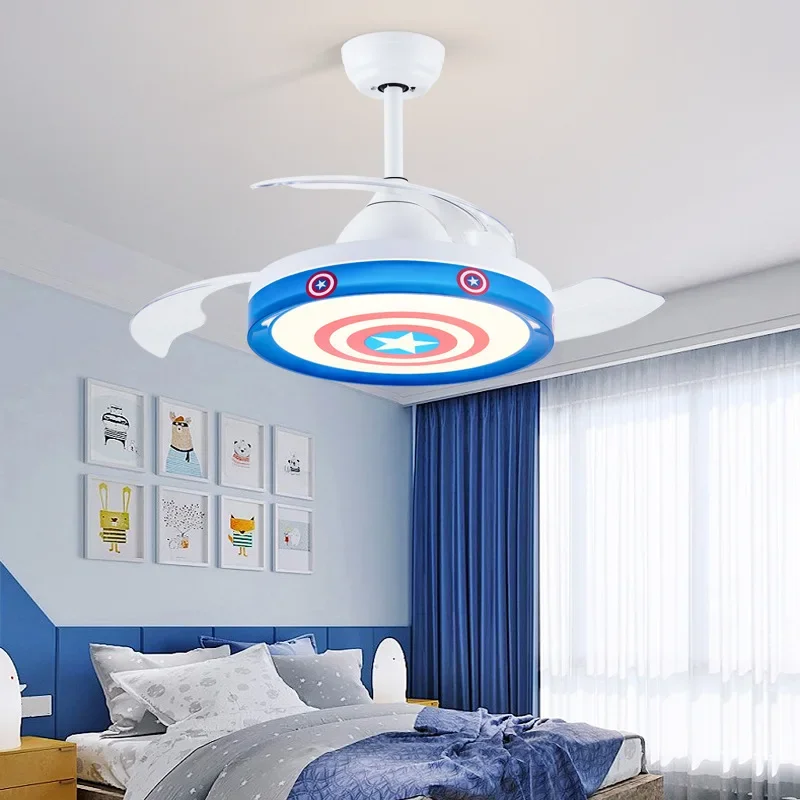 Children's room fan light Bedroom ceiling fan light Dining room Living room Home frequency conversion silent chandelier