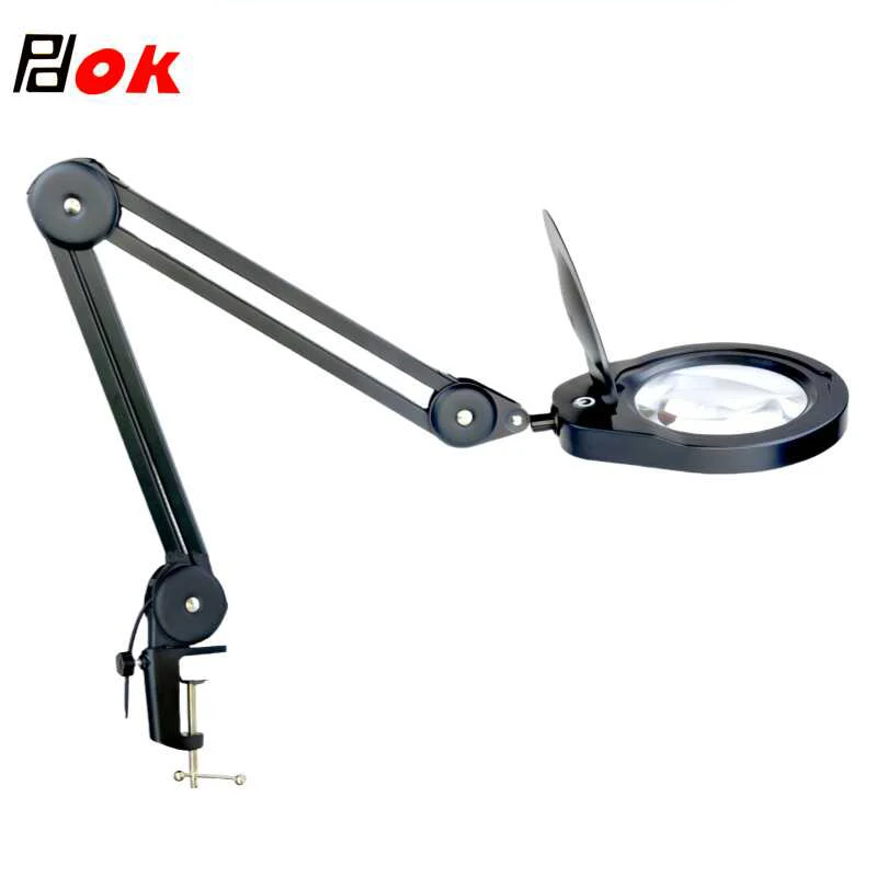 2026 New Magnifying Glass with Light 80 Led Adjustable Swing Arm LED Magnifier Desk Lamp for Close Work, Repair, Crafts,Sewing