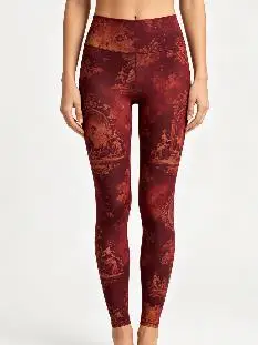 Women Mid‑Rise Fleece Lined Leggings, One‑Side Skeleton Skull Red Rose Thorn Gothic Print Slim Stretch Halloween Pants