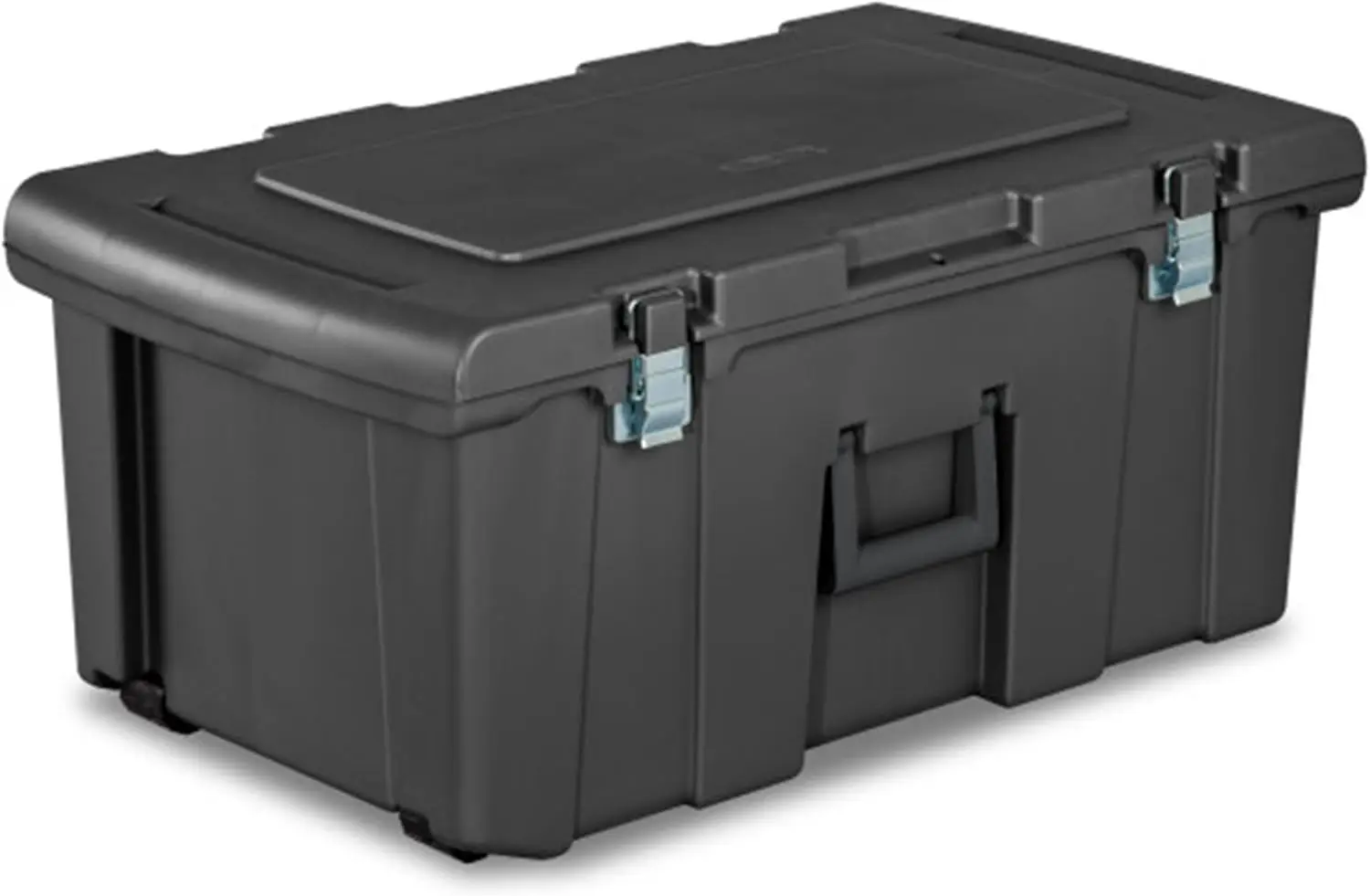 8 Pack Wheeled Footlocker, Lockable Plastic Utility Storage Container, Gray