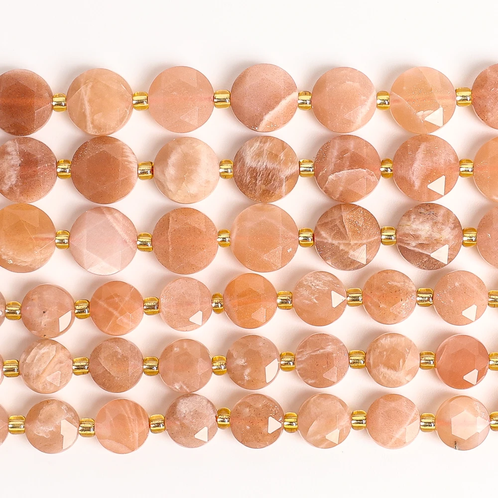ORANGE MOONSTONE 8MM 10MM FACETED RONDELLE GEMSTONE BEADS FOR JEWELRY MAKING DIY HANDMADE HEALING CRYSTALS ACCESSORIES
