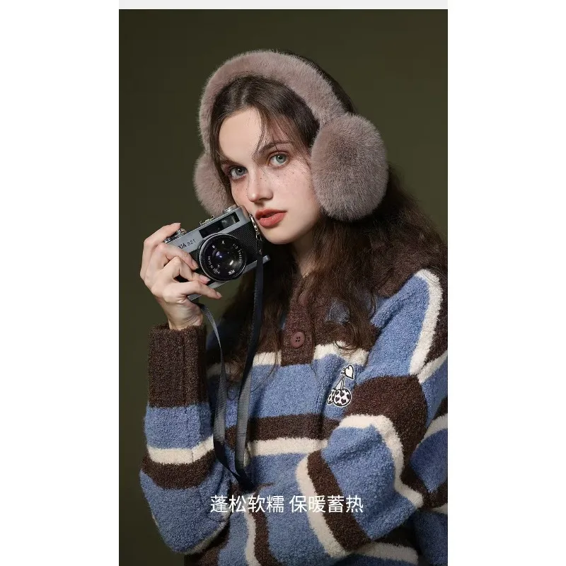 2025 جديد الشتاء الفاخرة المرأة الأقراط الدافئة في الهواء الطلق موضة أقراط الفتيات الشتاء الأذن حماية الأقراط