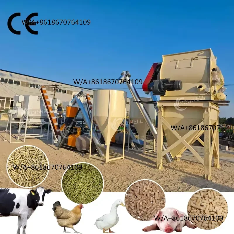 Customized 2t/h Complete Automatic Poultry Livestock Feed Processing Machines Cattle Chicken Animal Feed Pellet Production