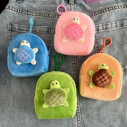 Plush Turtle Coin Money Bag Earphone Organizer Bag Mini Wallet Purse Student Backpack Pendant Plush Keychain Gift Ornament