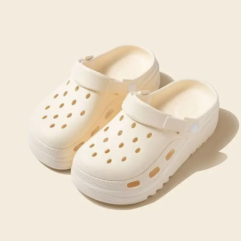 EVA Unisex Hole Shoes Slip-On Heightened Thick Bottom Slippers Breathable Comfortable Outdoor Slippers