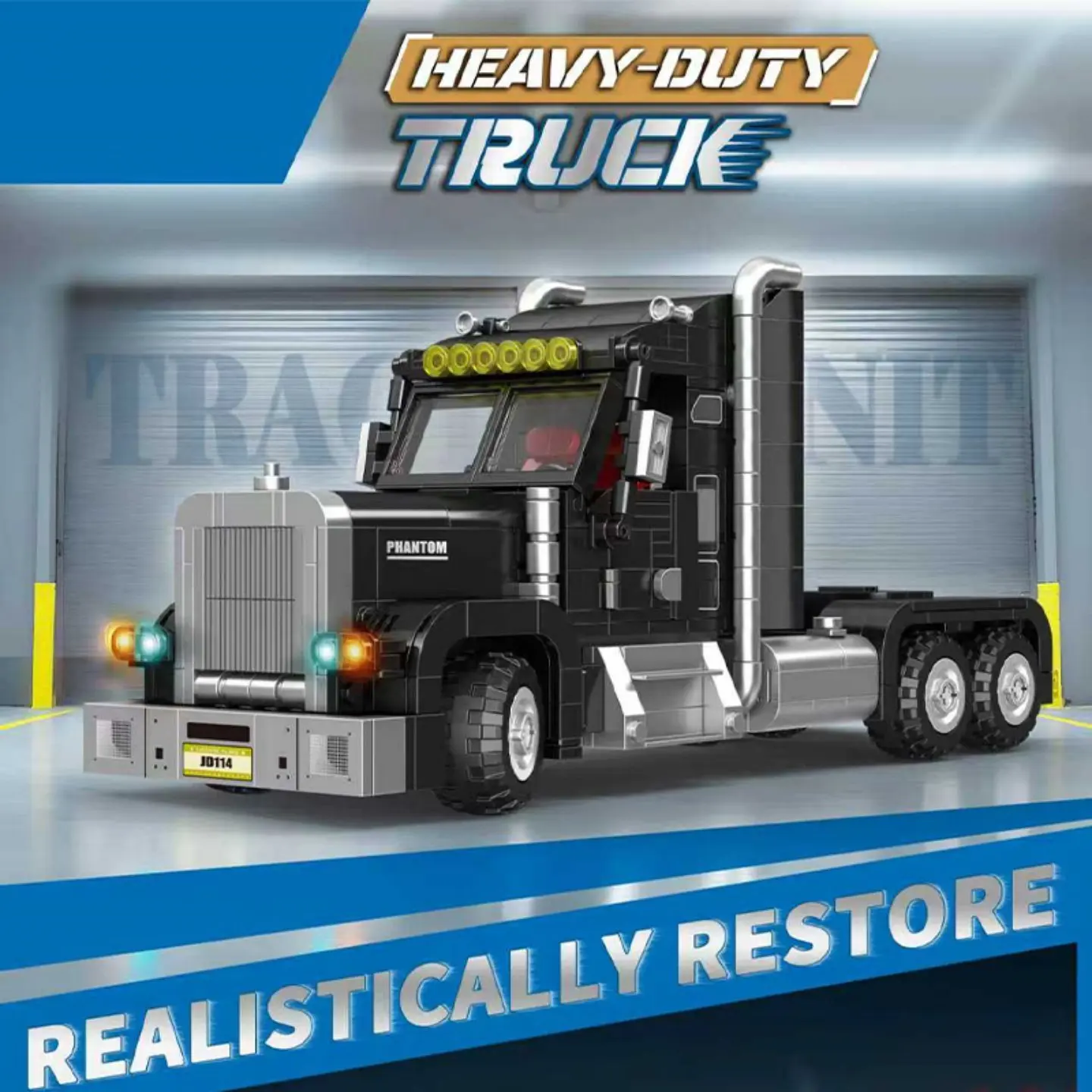 

Американский сверхмощный грузовик, строительные блоки, модель головы трактора, сборка мелких частиц, игрушечный автомобиль, украшение для мальчиков, подарок JD114