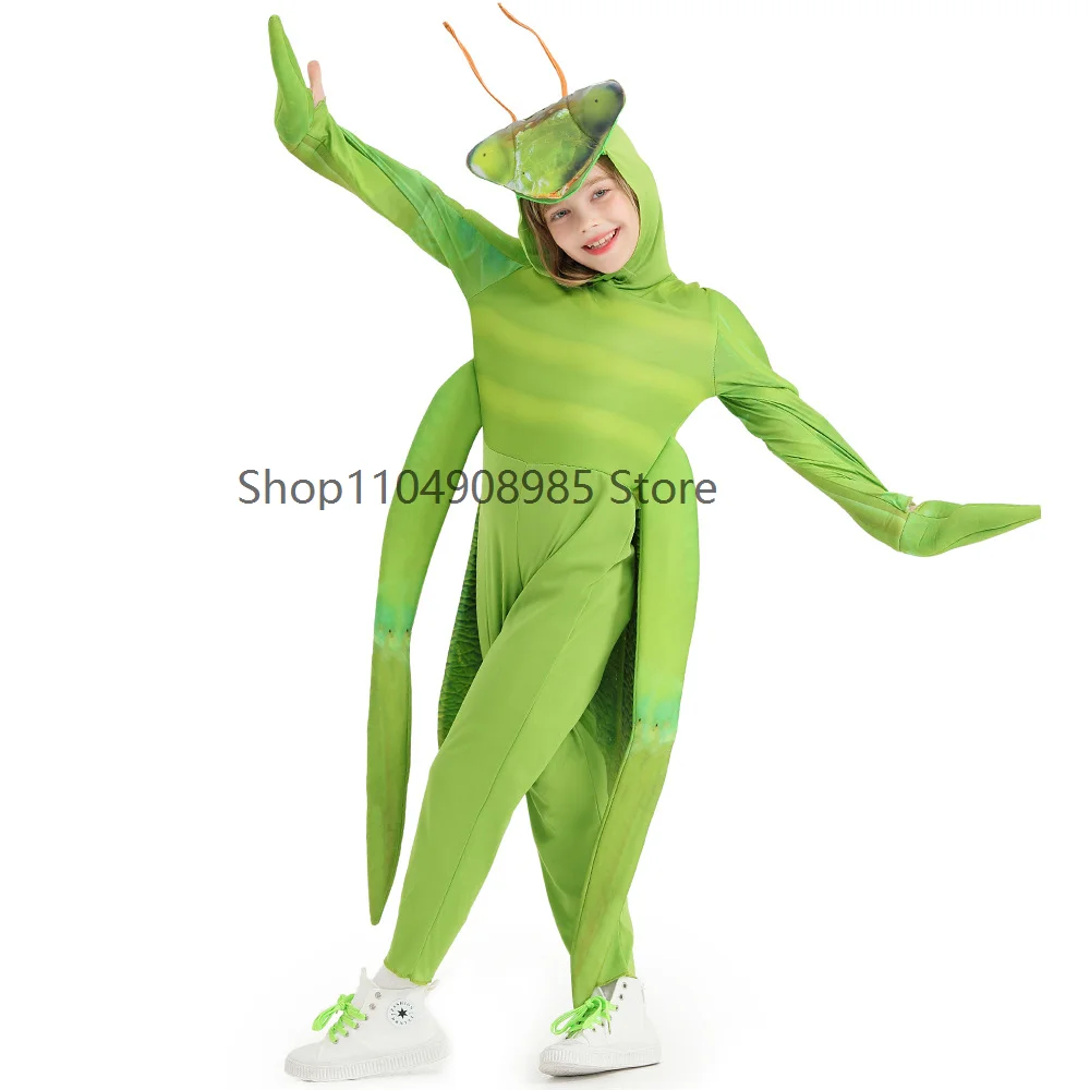 

2025 Boys Girls Funny Mantis Cosplay Costume Animal Role Play Performance Costumes Halloween Mardi Gras Party Stage Dress Up