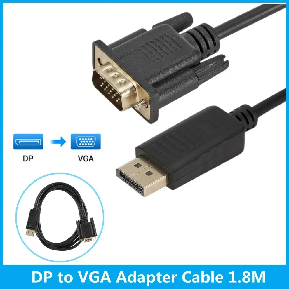 

DisplayPort Display Port DP to VGA Adapter Cable 1.8m Male to Male Converter for PC Computer Laptop HDTV Monitor Projector