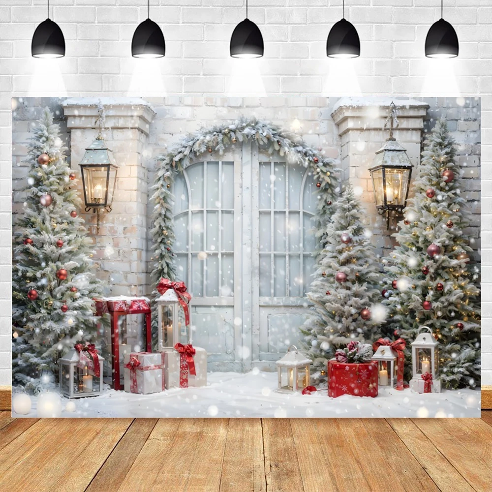 Christmas Candy Gift Shop Photography Backdrops Winter Outdoor House Snowy Snowman Xmas Party Decor Portrait Photo Background