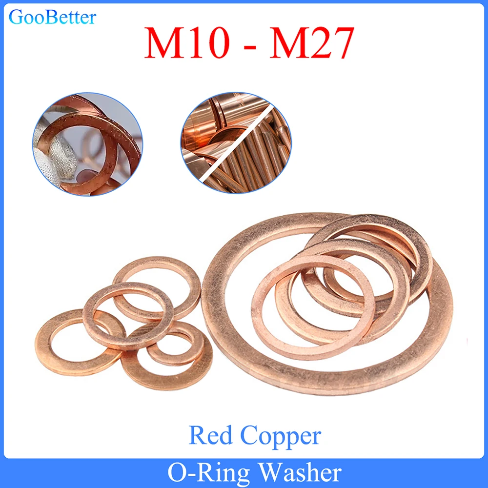 

5-50Pcs Copper O-Ring Washer M10 M12 M14 M16 M18 M20 M22-M27 Oil Seal Shim Flat Gasket O-Rings Seal Plain Spacer Washer Fastener