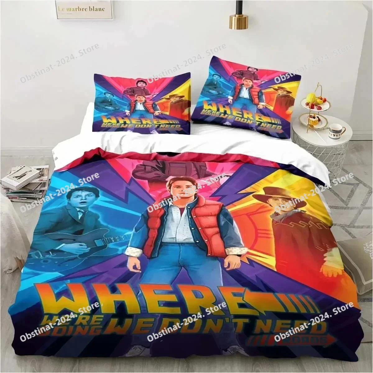 

Back To The Future Classic Movie Retro Bedding Set Printed With Pillowcase Duvet Cover Soft Single Double Queen Super King Size