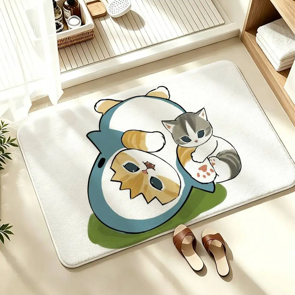 M-Mofusands C-Cute C-Cat  Soft Absorbent Decorative Floor Mat for Bathroom Entryway Living Room