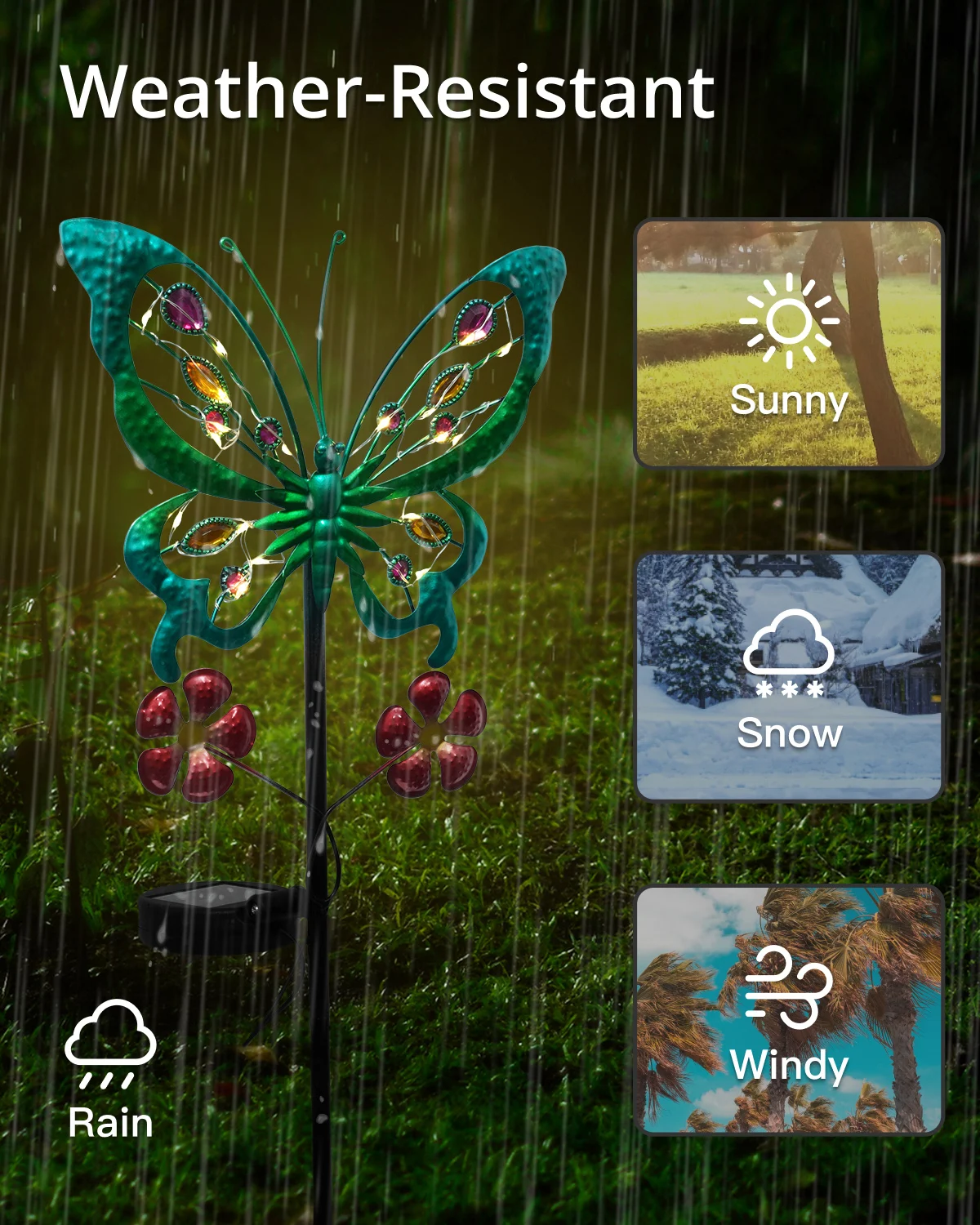 1PC Vibrant Metal Solar Butterfly Decorative Light - Colorful LED Waterproof Stake Light with Automatic Charging for Garden, Pat