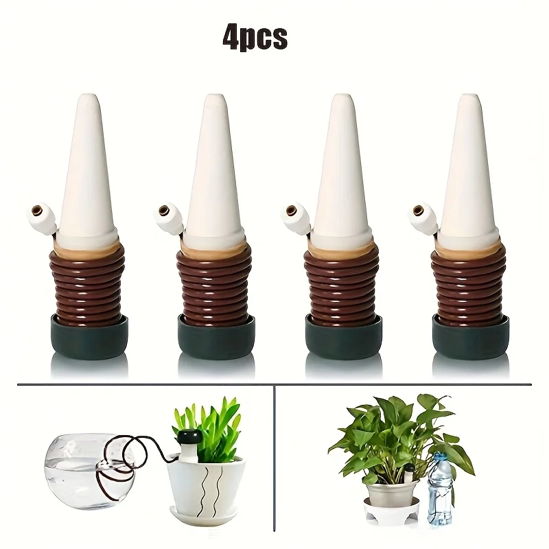 4Pack Plant Self‑Watering Spikes, Vacation Automatic Drip Irrigation Device for Houseplants