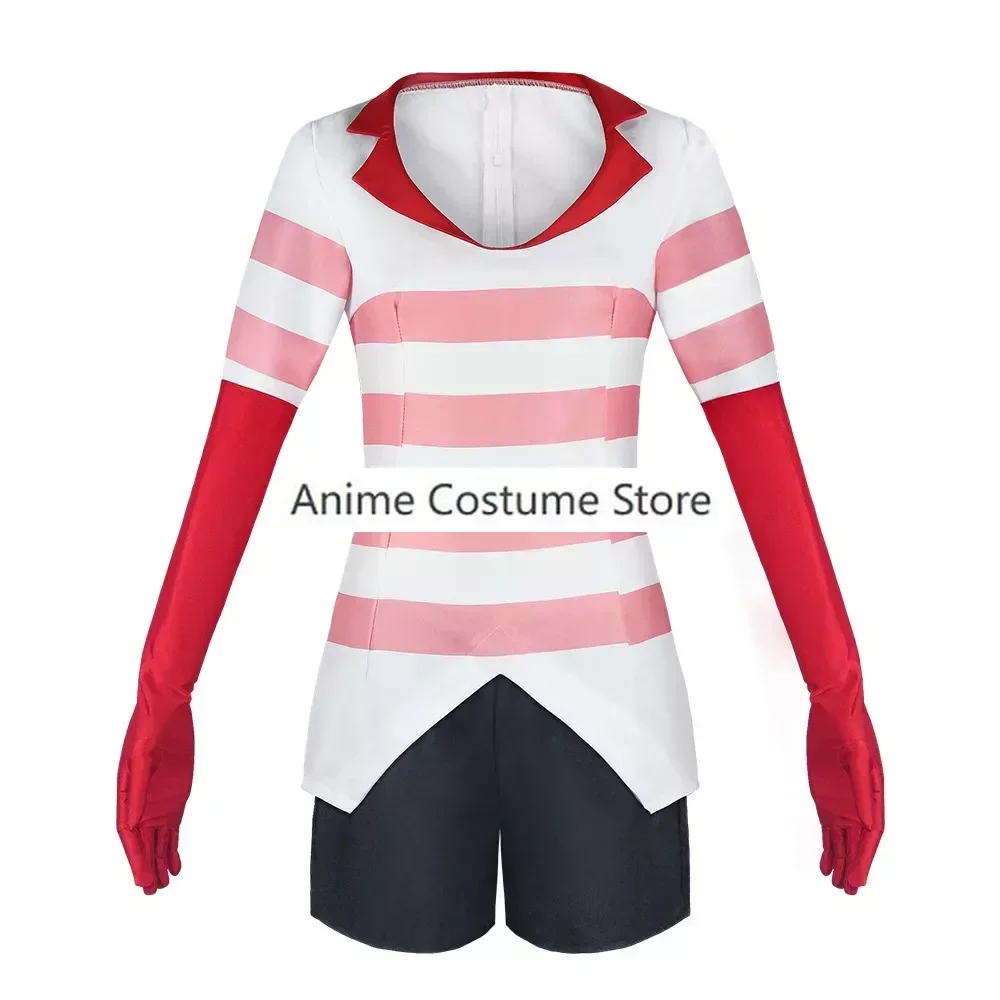 زي تنكري نسائي لغبار الملاك ، أنيمي خيالي ، تنكر فندق كرتوني ، ربطة عنق ، فستان وردي ، زي لعب الأدوار لعيد هالوين ، قفازات ، نساء