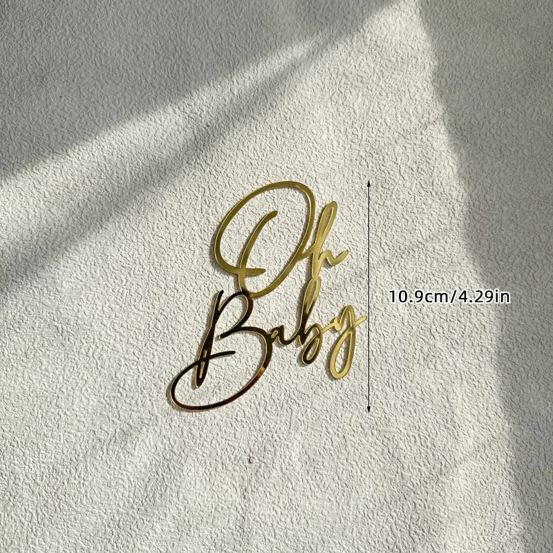 Entzückender Süßer Wochenend-Acryl-Kuchenaufsatz mit „Oh Baby“-Design für Babyparty, Geschlechtsoffenbarungsparty, Deko-Set – Detail 11