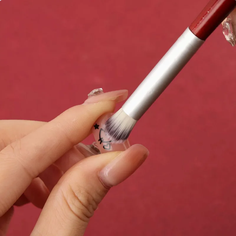 1Pcs Nail Art Dyeing Pen Oblique Mouth Gradient Transition Brush Fower Light Therapy Color Painting Brush Nail Art Tool