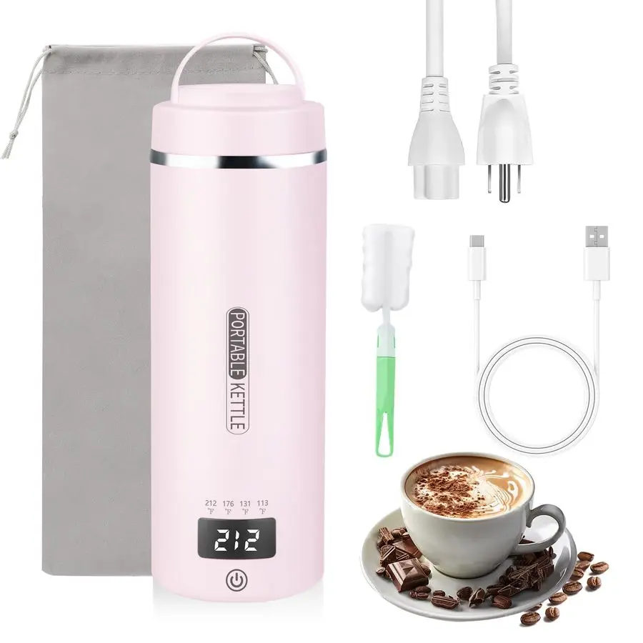 

Kettle Portable Electric Kettle with Plugin Boiling amp Keeps Warm via USB, Portable Water Boiler with 4 Temperature Settings, 3