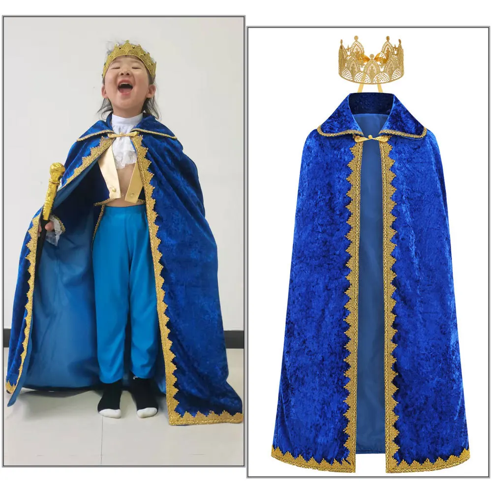Boys Kings Costume Carnival Fiesta Cosplay Birthday Party King Robe Cape Christmas Halloween Toddler Prince Costumes Cloak Sets