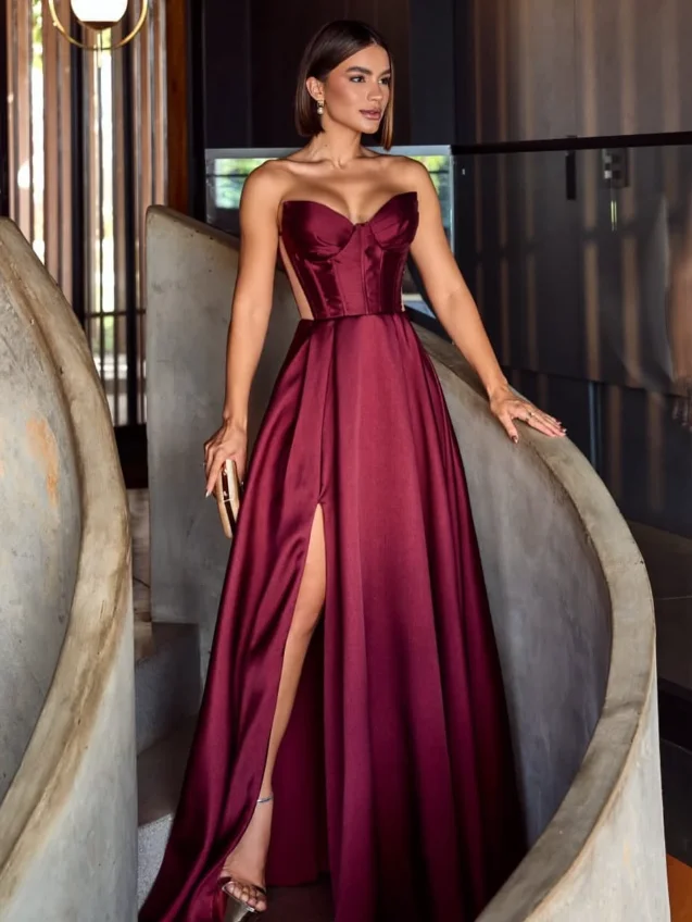 تخصيص جودة عالية طول الأرض شوكة عالية الحبيب عارية الذراعين حزام الظهر بلا أكمام المرأة رداء دي سواريه بلو سيرين هيل